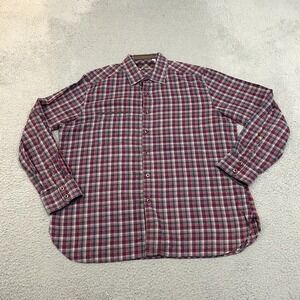 Robert Graham Shirt Mens 2XL XXL Red Blue Gray Check Plaid Classic Fit Cotton‎